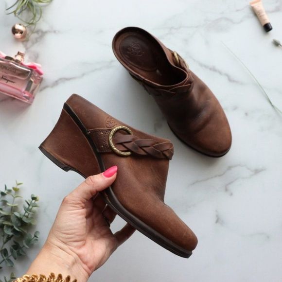 Ariat Shoes - ARIAT distressed Leather wedge mule braided strap